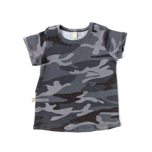 NWT Childhoods Clothing RIB KNIT TEE CO - BLACK CAMO 12-18 - Picture 1 of 3